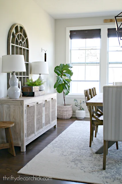 shabby cane sideboard in dining